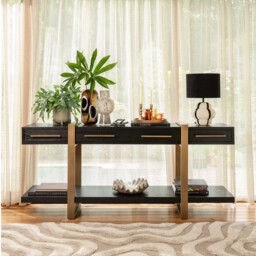 Lysa 3 Drawer Console Sideboard, Brown Oak - Barker & Stonehouse - thumbnail 2