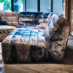 Timothy Oulton Shabby Sectional Chaise Modular Sofa, Blue Fabric - Barker & Stonehouse - thumbnail 2