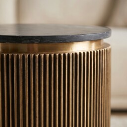 Cyrelle 50Cm End Table, Round, Gold Marble - Barker & Stonehouse - thumbnail 2