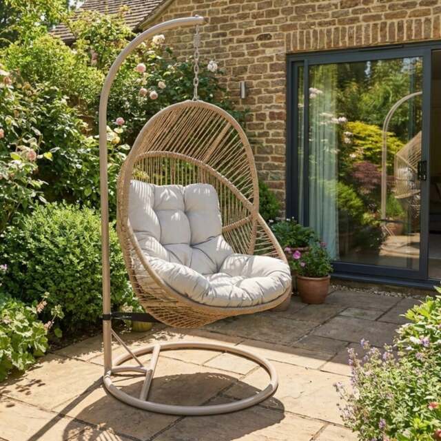 Valbrona Hanging Chair, Rattan, Neutral - Barker & Stonehouse - image 1