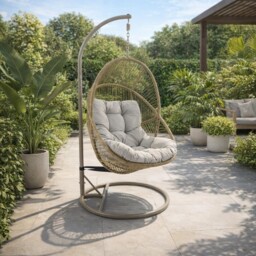 Valbrona Hanging Chair, Rattan, Neutral - Barker & Stonehouse - thumbnail 3