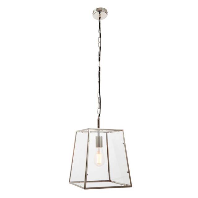 Nickel Lantern Pendant Light, Silver Glass - Barker & Stonehouse - image 1