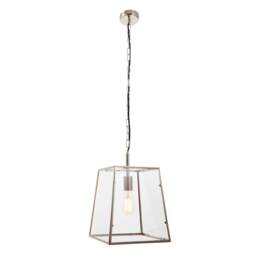 Nickel Lantern Pendant Light, Silver Glass - Barker & Stonehouse