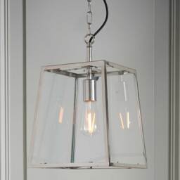 Nickel Lantern Pendant Light, Silver Glass - Barker & Stonehouse - thumbnail 3