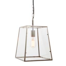 Nickel Lantern Pendant Light, Silver Glass - Barker & Stonehouse - thumbnail 2