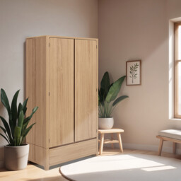 Hadrian 2 Doors 1 Drawer Wardrobe K/D, Neutral Oak - Barker & Stonehouse - thumbnail 2