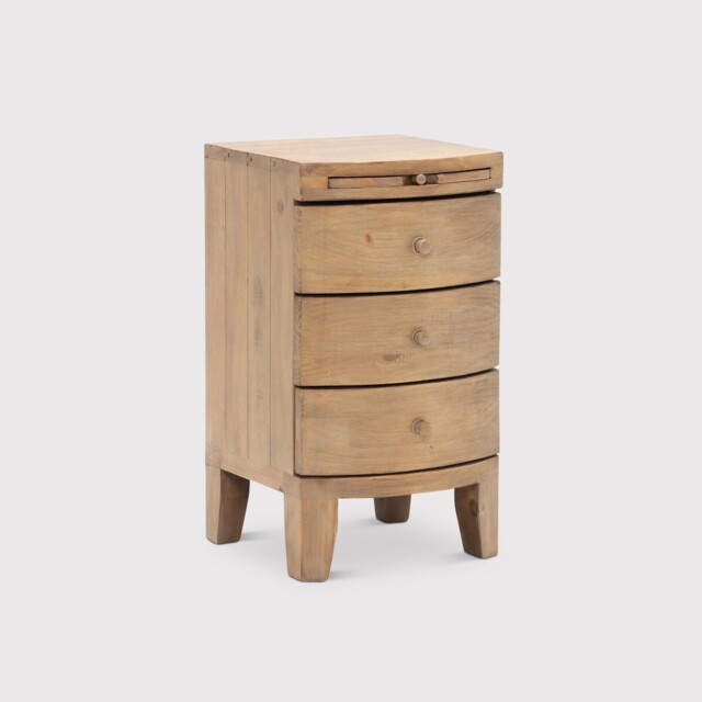Lewes 3 Drawer Bow Front Bedside Table, Neutral Wood - Barker & Stonehouse - image 1