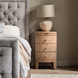 Lewes 3 Drawer Bow Front Bedside Table, Neutral Wood - Barker & Stonehouse - thumbnail 2