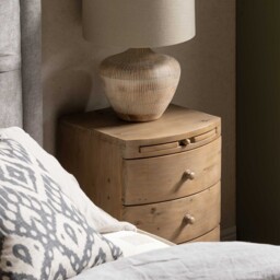 Lewes 3 Drawer Bow Front Bedside Table, Neutral Wood - Barker & Stonehouse - thumbnail 4