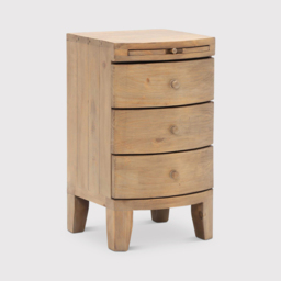 Lewes 3 Drawer Bow Front Bedside Table, Neutral Wood - Barker & Stonehouse