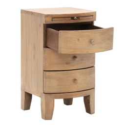 Lewes 3 Drawer Bow Front Bedside Table, Neutral Wood - Barker & Stonehouse - thumbnail 5