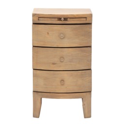 Lewes 3 Drawer Bow Front Bedside Table, Neutral Wood - Barker & Stonehouse - thumbnail 3