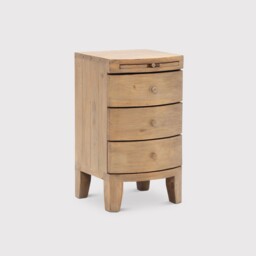 Lewes 3 Drawer Bow Front Bedside Table, Neutral Wood - Barker & Stonehouse - thumbnail 1