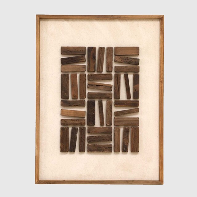 Brown Grid Wall Art (F) 62X4X82Cm Print, Square Wood - Barker & Stonehouse - image 1