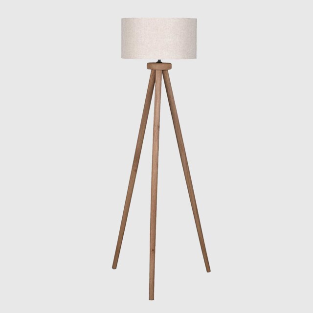 Natural Wood Tripod Floor Lamp, Neutral - Barker & Stonehouse
