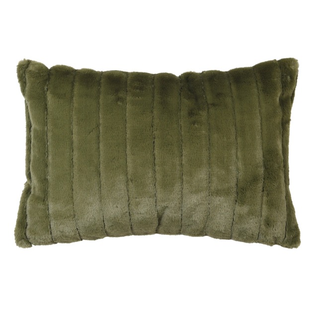 Olive Faux Fur Cushion, Square Fabric - Barker & Stonehouse - image 1
