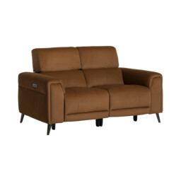 Kerren 2 Seater Power Recliner With Head Tilt Recliner Sofa, Orange Fabric - Barker & Stonehouse - thumbnail 2