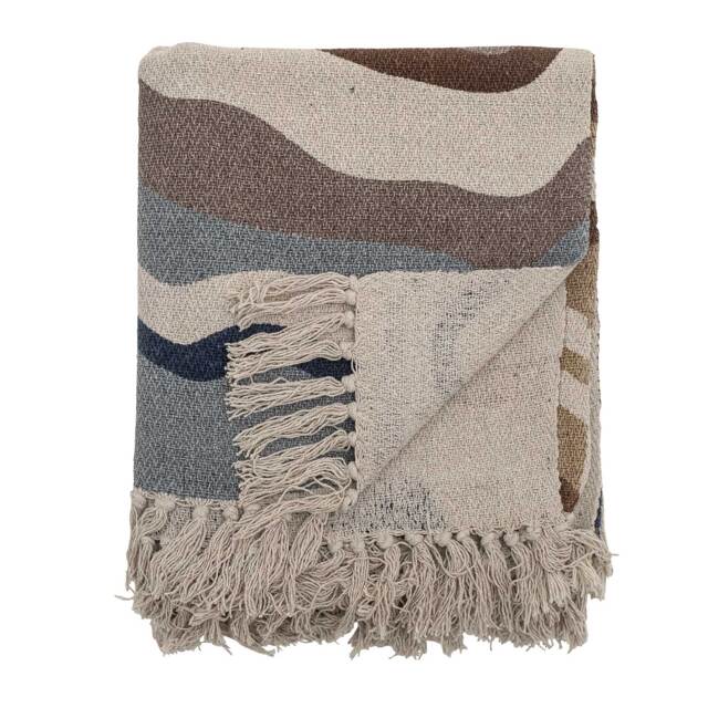 Navy Wave Throw Blanket Cotton Blend - Barker & Stonehouse