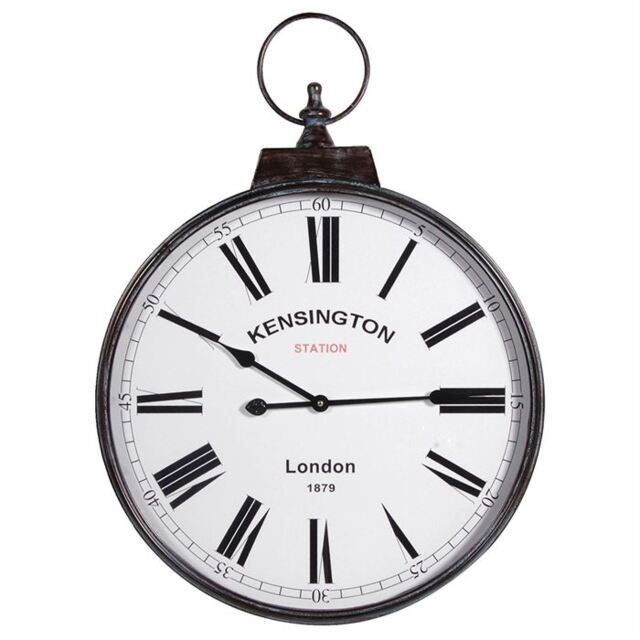 Kensington Wall Clock, Round, Black Metal - Barker & Stonehouse