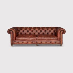 Timothy Oulton Westminster Feather Chesterfield Sofa 3 Seater, Red Leather - Barker & Stonehouse