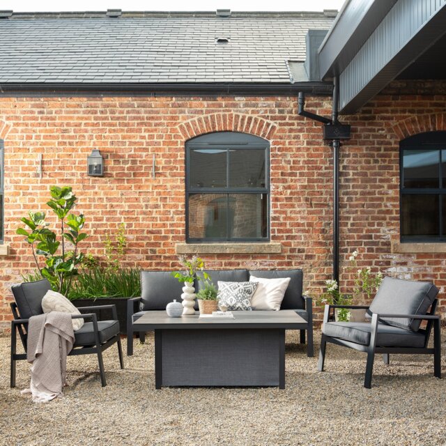 Santos Garden Sofa & Chair Lounge Set, Aluminium, Grey - Barker & Stonehouse