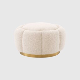 Eichholtz Ottoman Inger Boucl Cream, White Boucle - Barker & Stonehouse