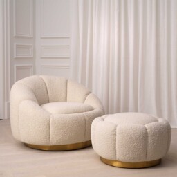 Eichholtz Ottoman Inger Boucl Cream, White Boucle - Barker & Stonehouse - thumbnail 2