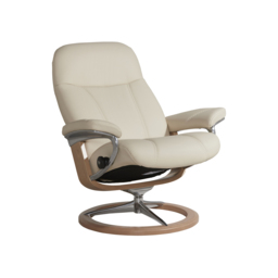 Stressless Consul Medium Recliner Chair & Stool, Neutral Leather - Barker & Stonehouse - thumbnail 2