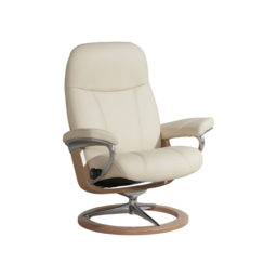 Stressless Consul Medium Recliner Chair & Stool, Neutral Leather - Barker & Stonehouse - thumbnail 3
