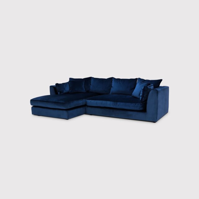 Harrington Small Chaise Corner Sofa Left, Blue Fabric - Barker & Stonehouse