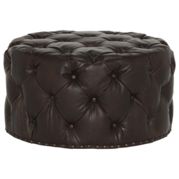Timothy Oulton Lord Digsby Round Medium Footstool, Brown Leather - Barker & Stonehouse - thumbnail 2