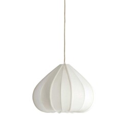 Large White Curved Fabric Pendant Light, Neutral - Barker & Stonehouse - thumbnail 1