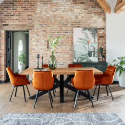 Jasper Leisure Swivel Dining Chair, Orange Velvet - Barker & Stonehouse - thumbnail 3