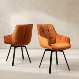 Jasper Leisure Swivel Dining Chair, Orange Velvet - Barker & Stonehouse - thumbnail 1