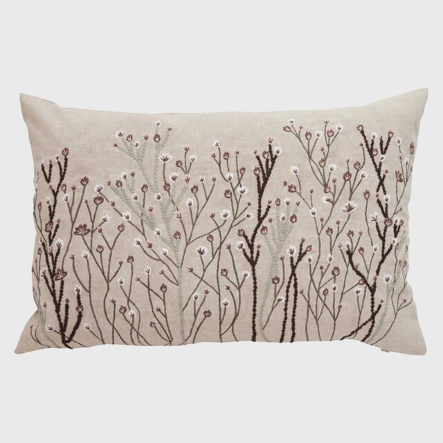 Embroidered Meadow Cushion, Square Cotton - Barker & Stonehouse