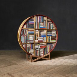 Timothy Oulton Regiment 6ft Drum Bookcase With Stand, Gold Metal - Barker & Stonehouse - thumbnail 2
