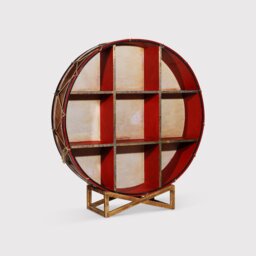 Timothy Oulton Regiment 6Ft Drum Bookcase With Stand, Gold Metal - Barker & Stonehouse