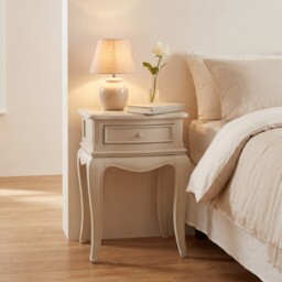 Calista 1 Drawer Curved Leg Bedside Table, White Wood - Barker & Stonehouse - thumbnail 2