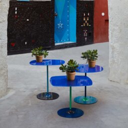 Kartell Thierry Side Table 45x45x45 Blue, Round Glass - Barker & Stonehouse - thumbnail 2