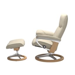 Stressless Consul Small Recliner Chair & Footstool Quickship, Neutral Leather - Barker & Stonehouse - thumbnail 2