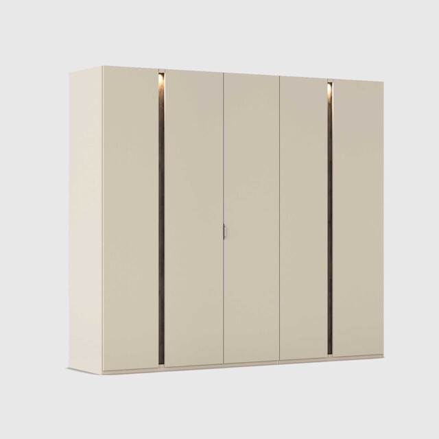 Arvada 5 Door Hinged Wardrobe With Lighting, Neutral Wood - Barker & Stonehouse - image 1