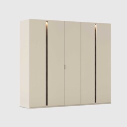 Arvada 5 Door Hinged Wardrobe With Lighting, Neutral Wood - Barker & Stonehouse