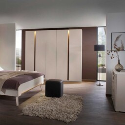 Arvada 5 Door Hinged Wardrobe With Lighting, Neutral Wood - Barker & Stonehouse - thumbnail 2