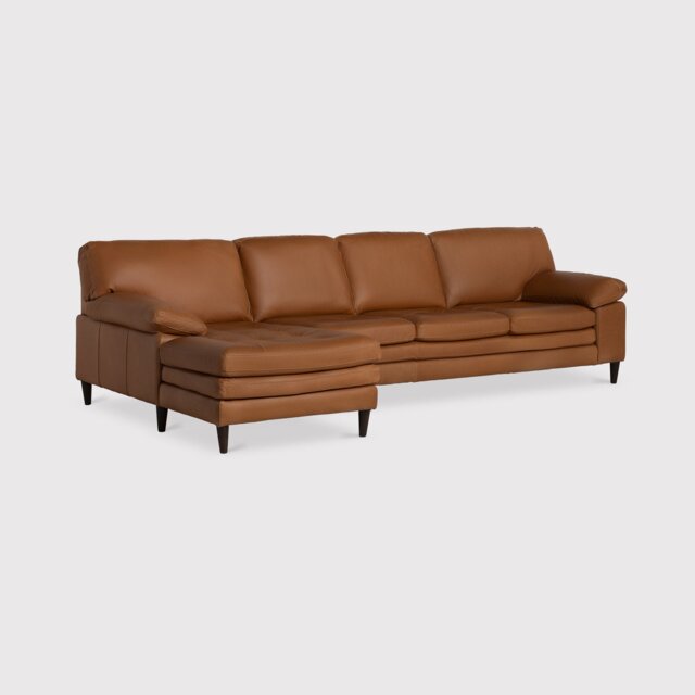 Olson Left Hand Facing Chaise Corner Sofa, Brown Leather - Barker & Stonehouse - image 1