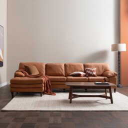 Olson Left Hand Facing Chaise Corner Sofa, Brown Leather - Barker & Stonehouse - thumbnail 2