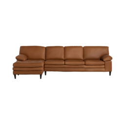 Olson Left Hand Facing Chaise Corner Sofa, Brown Leather - Barker & Stonehouse - thumbnail 4