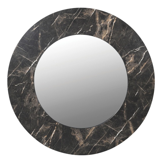 Marble Effect Mirror, Round, Black Wood - Barker & Stonehouse - image 1