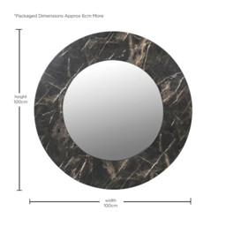 Marble Effect Mirror, Round, Black Wood - Barker & Stonehouse - thumbnail 4