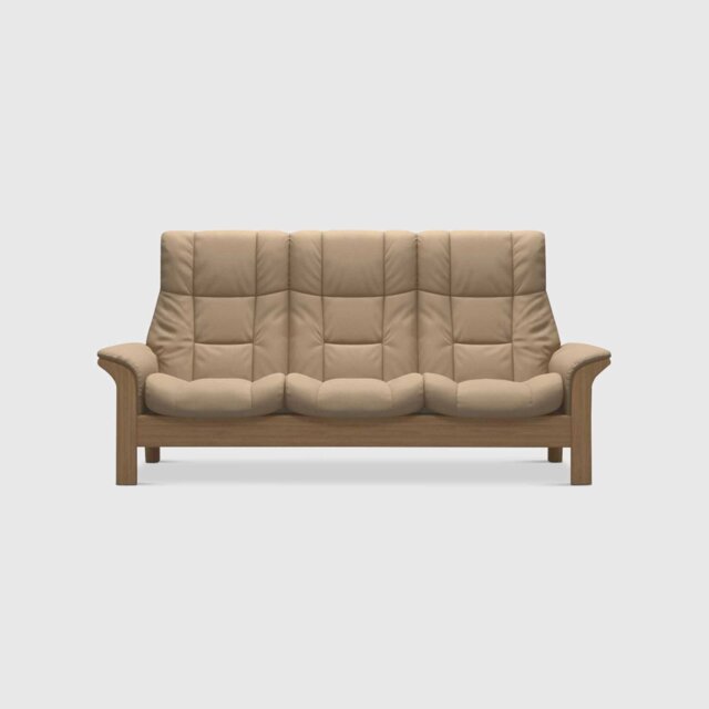 Stressless Windsor High Back 3 Seater Recliner Sofa, Neutral Leather - Barker & Stonehouse