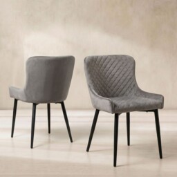 Rivington Dining Chair, Grey Velvet - Barker & Stonehouse